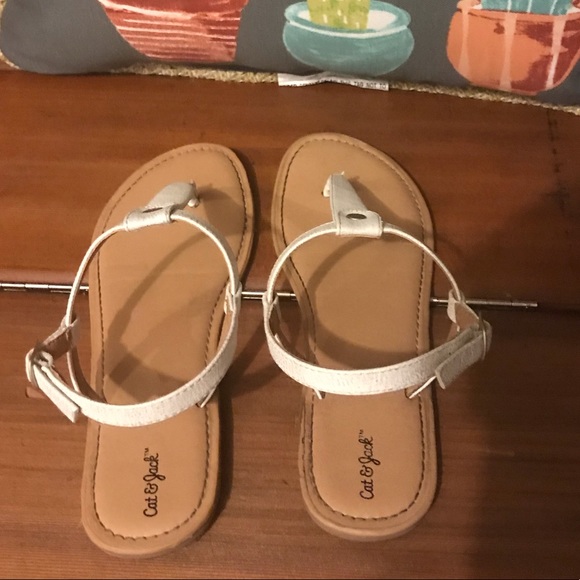 Near new Cat & Jack white sparkle sandals - Picture 5 of 7